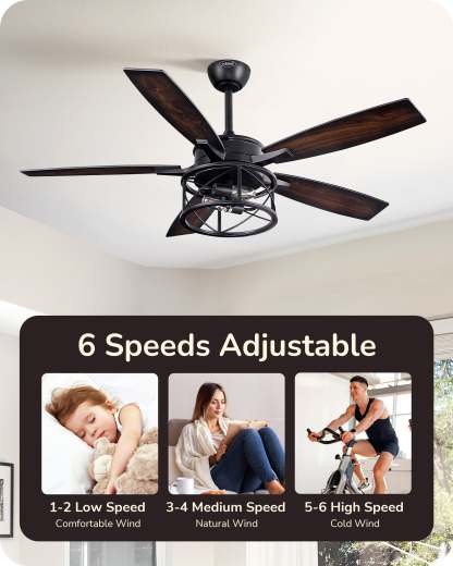 EDISHINE 52 Inch Ceiling Fan with Light and Remote-HCFR01A-B2B