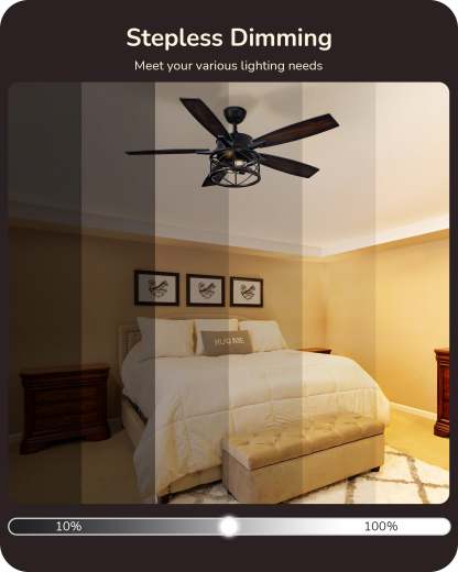EDISHINE 52 Inch Ceiling Fan with Light and Remote-HCFR01A-B2B