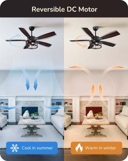 EDISHINE 52 Inch Ceiling Fan with Light and Remote-HCFR01A-B2B