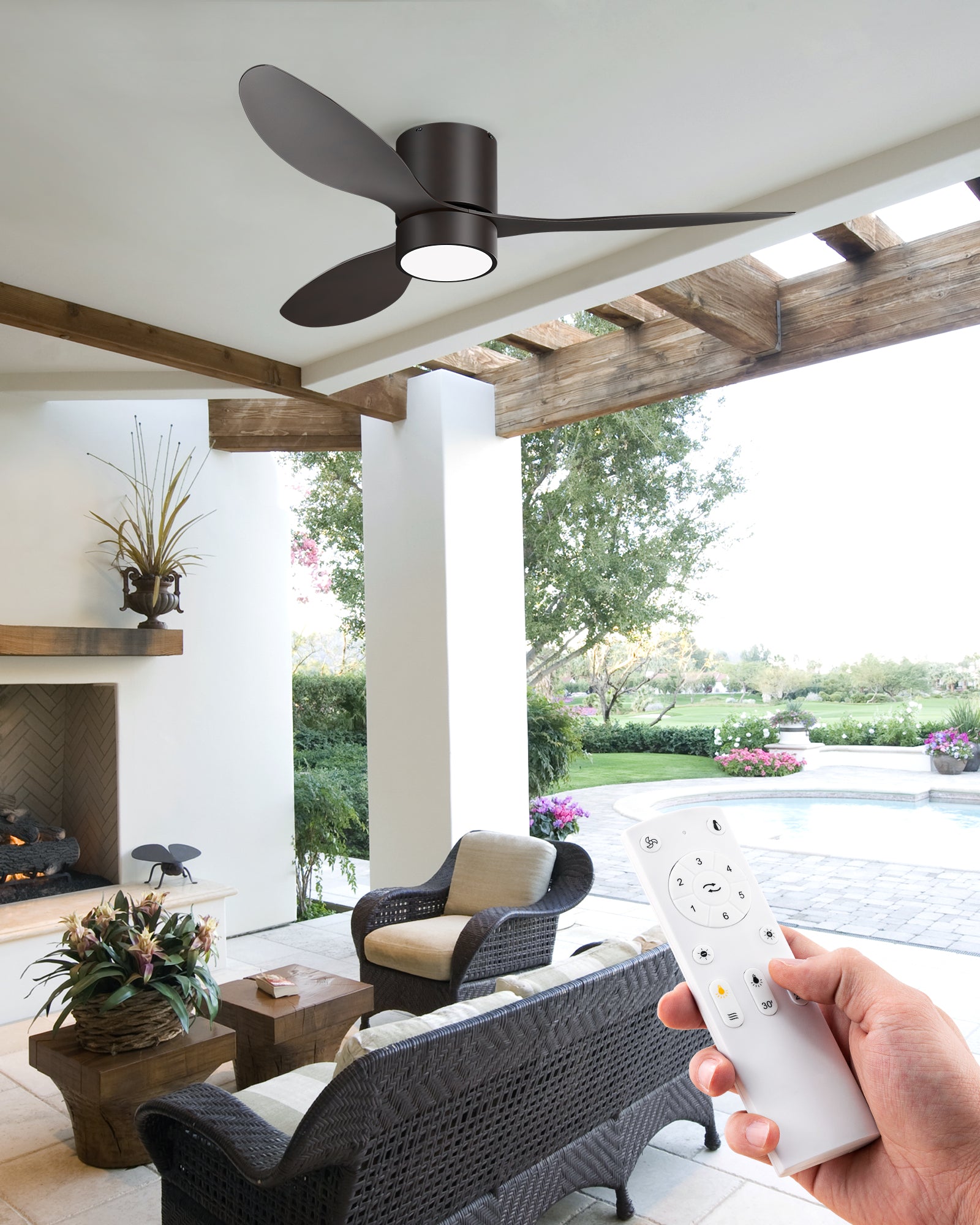 EDISHINE 52 Inch Dimmable 3 Color Modern Ceiling Fan with Light and Remote-HCFM02A-B2B