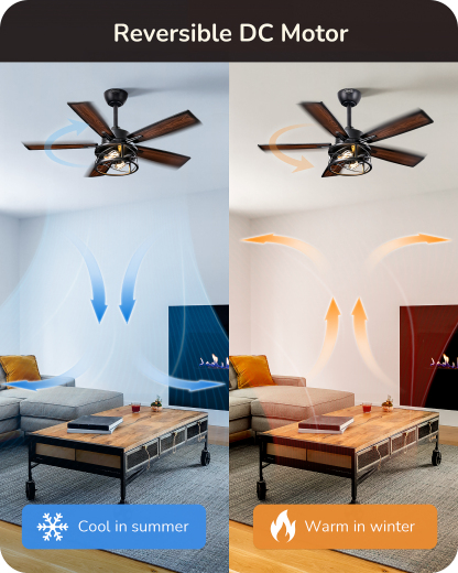 EDISHINE 42 in Farmhouse Ceiling Fans with Lights-HCFR01F