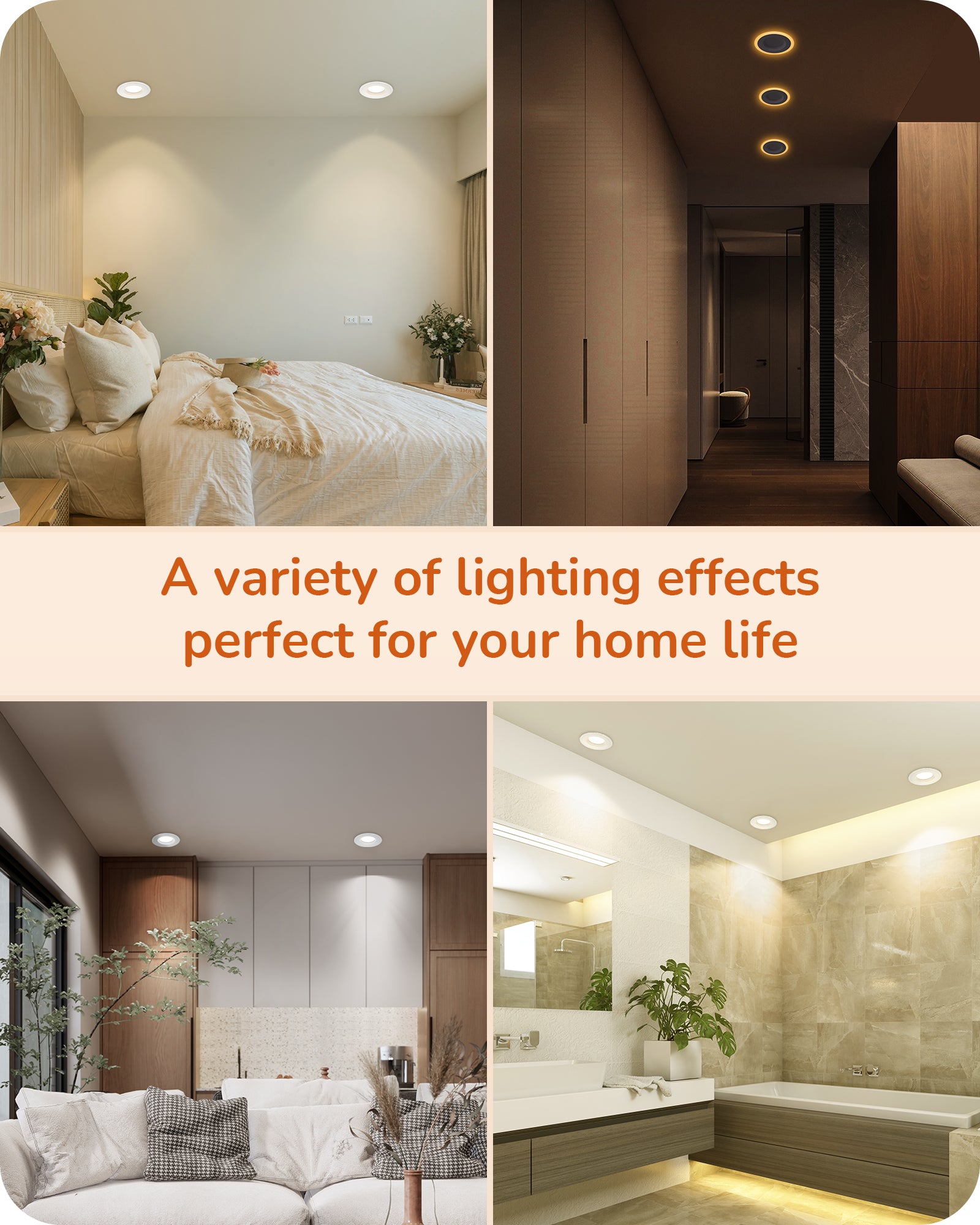 EDISHINE Dimmable 12 Pack 4 Inch 5CCT LED Recessed Lighting with Night Light-HCRL04B