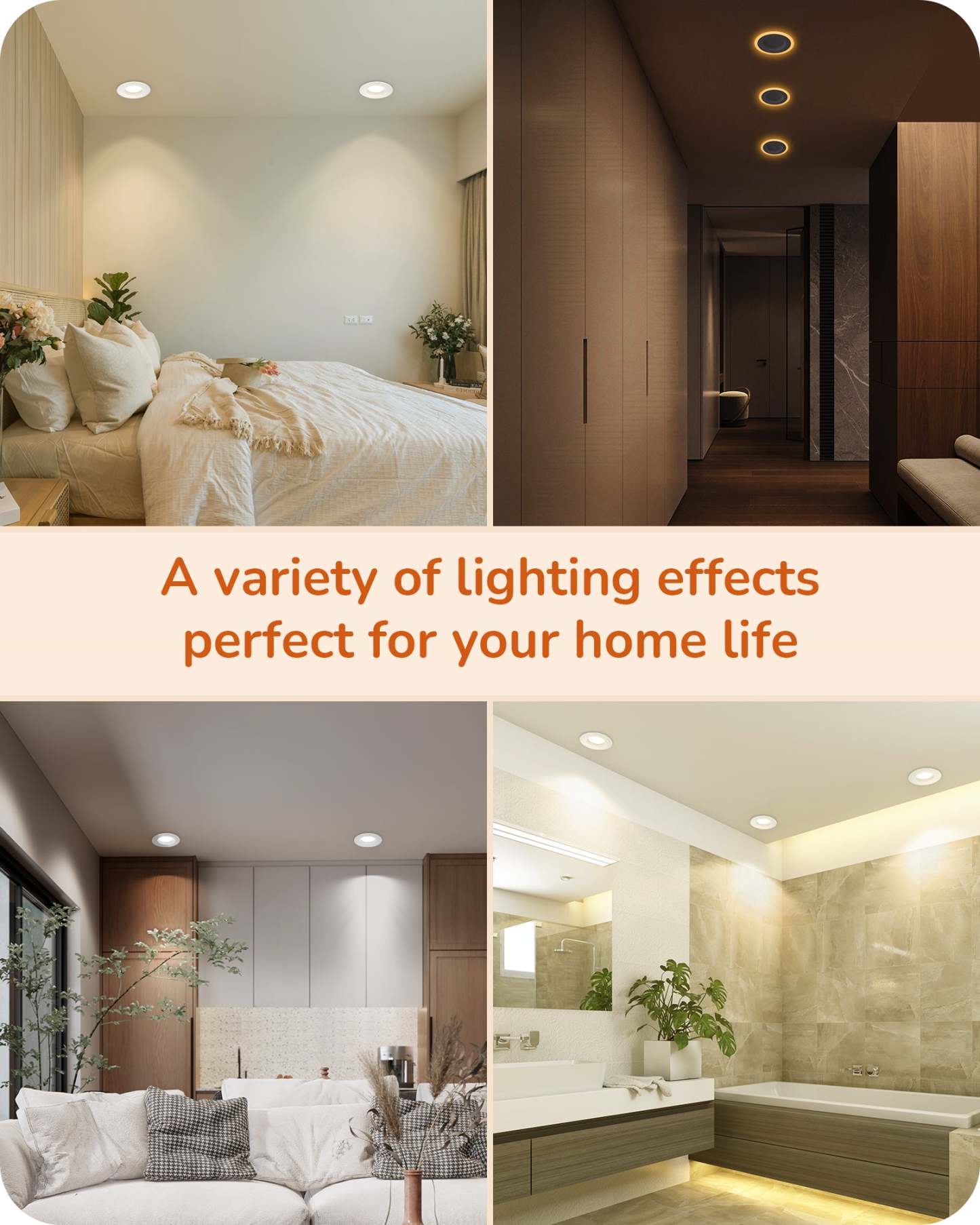 EDISHINE Dimmable 12 Pack 4 Inch 5CCT LED Recessed Lighting with Night Light-HCRL04B