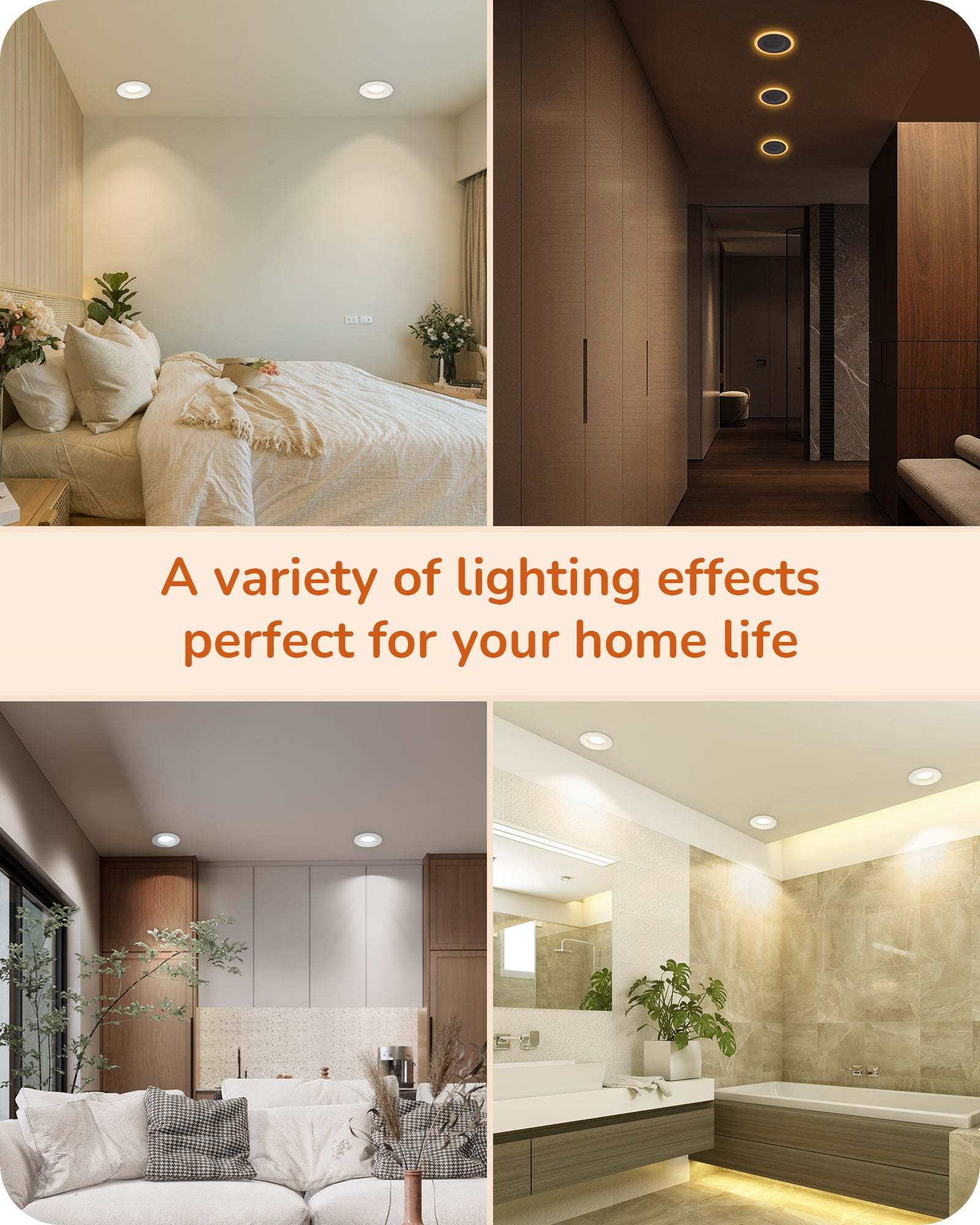 EDISHINE Dimmable 12 Pack 4 Inch 5CCT LED Recessed Lighting with Night Light-HCRL04B