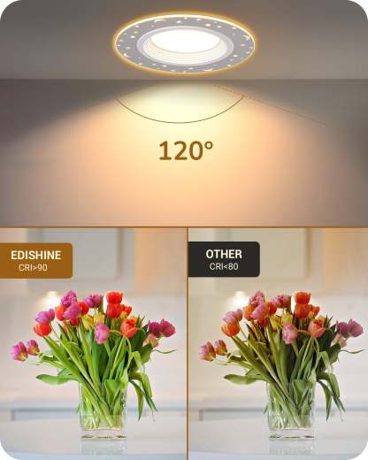 EDISHINE Dimmable 12 Pack 4 Inch 5CCT LED Recessed Lighting with Night Light-HCRL04C