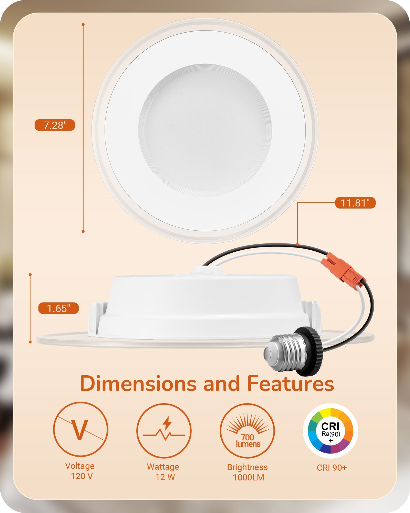 EDISHINE Dimmable 12 Pack 6 Inch 5CCT LED Recessed Lighting with Night Light-HCRL06B