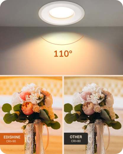 EDISHINE Dimmable 12 Pack 6 Inch 5CCT LED Recessed Lighting with Night Light-HCRL06B