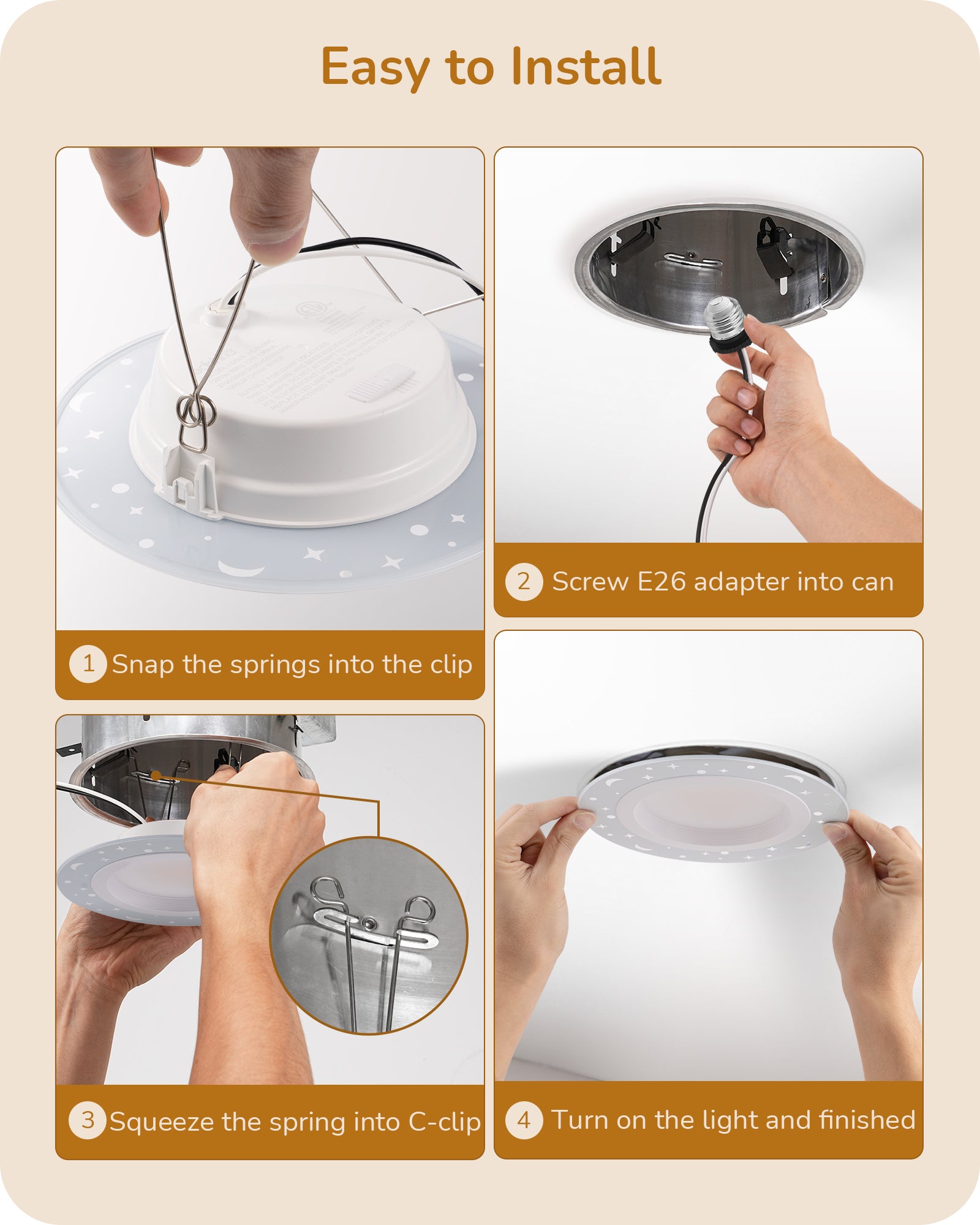 EDISHINE Dimmable 12 Pack 6 Inch 5CCT LED Recessed Lighting with Night Light-HCRL06C