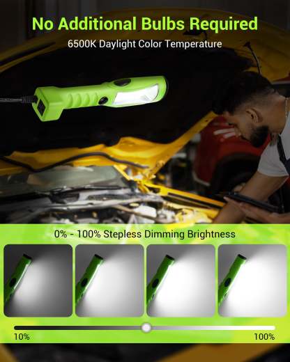 EDISHINE 15ft 2000LM COB LED Work Light with Cord 16 Gauge SJTW-HCWL01B-B2B