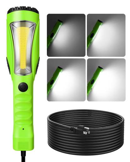 EDISHINE 25ft 2000LM COB LED Work Light with Cord 16 Gauge SJTW-HCWL02B-B2B