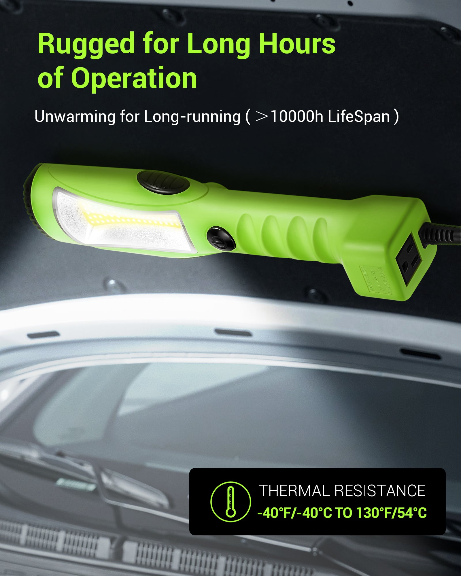 EDISHINE 15ft 2000LM COB LED Work Light with Cord 16 Gauge SJTW-HCWL01B-B2B