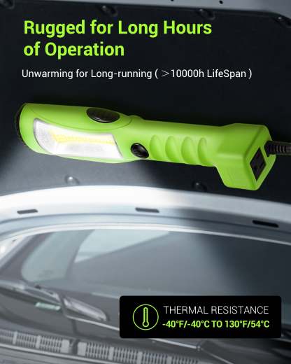 EDISHINE 15ft 2000LM COB LED Work Light with Cord 16 Gauge SJTW-HCWL01B-B2B