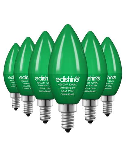 EDISHINE Dimmable Green Light Bulb (6 Pack)-HDCC35G-B2B