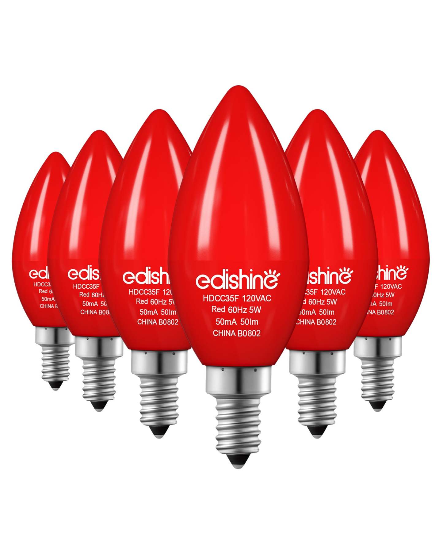 EDISHINE Dimmable Red Light Bulb (6 Pack)-HDCC35F-B2B