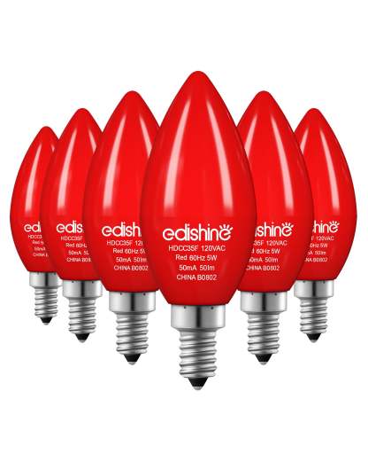 EDISHINE Dimmable Red Light Bulb (6 Pack)-HDCC35F-B2B