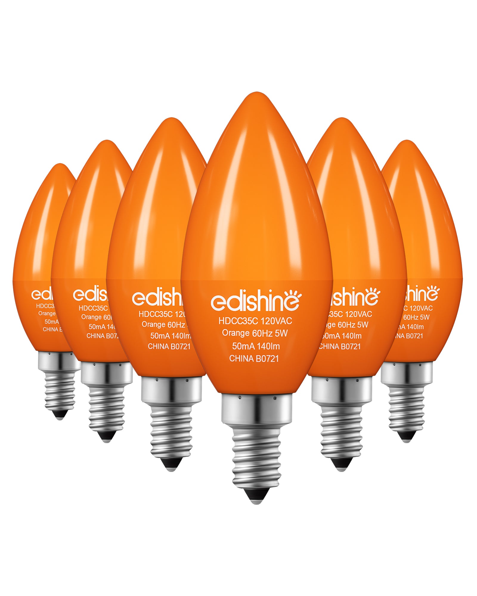 缺货下架EDISHINE 6 Pack Orange Dimmable Light Bulb-HDCC35B