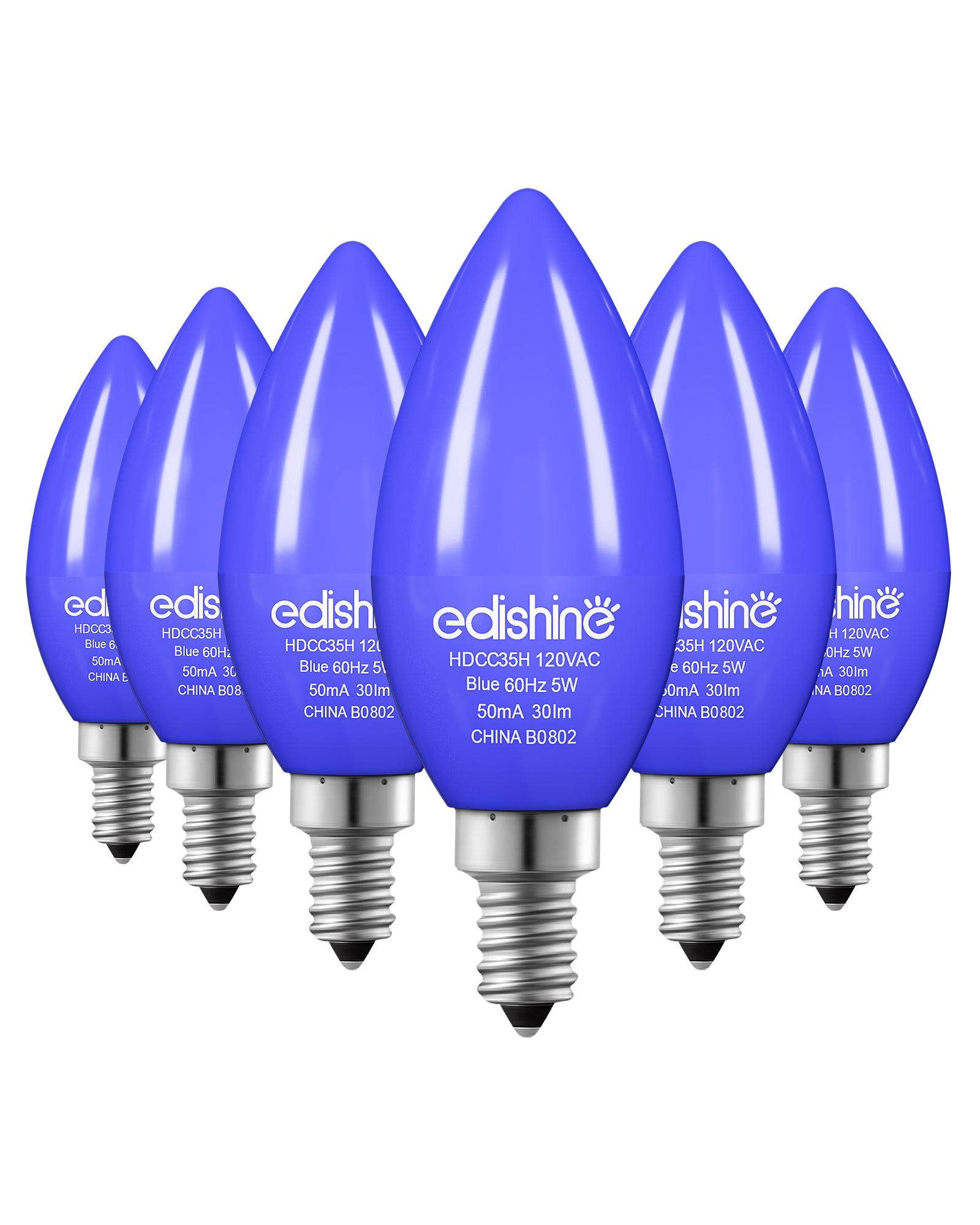 EDISHINE Dimmable Blue Light Bulb (6 Pack)-HDCC35H-B2B