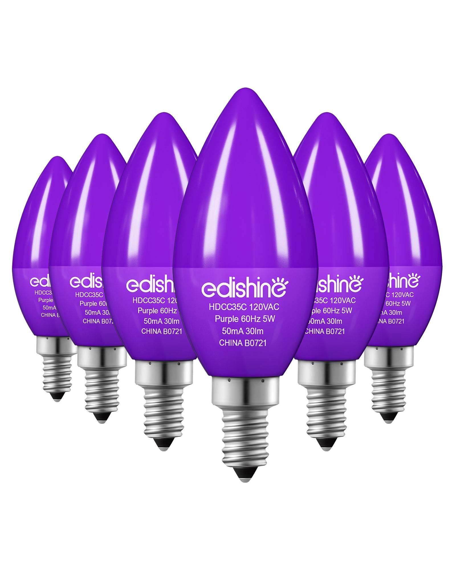 EDISHINE 6 Pack Dimmable Purple Light Bulb-HDCC35A