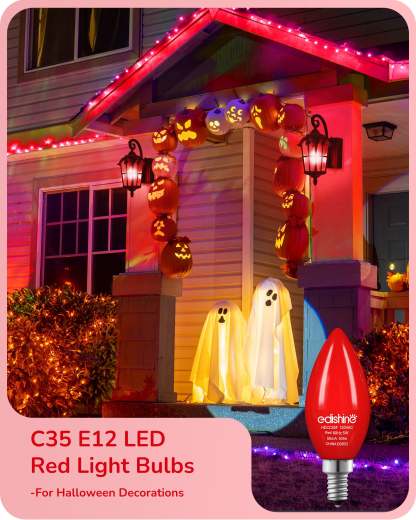 EDISHINE Dimmable Red Light Bulb (6 Pack)-HDCC35F-B2B