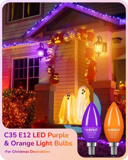 缺货下架EDISHINE 6 Pack Purple & Orange Dimmable Light Bulb-HDCC35C