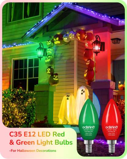 缺货下架EDISHINE Dimmable Red Green Light Bulb (6 Pack)-HDCC35J