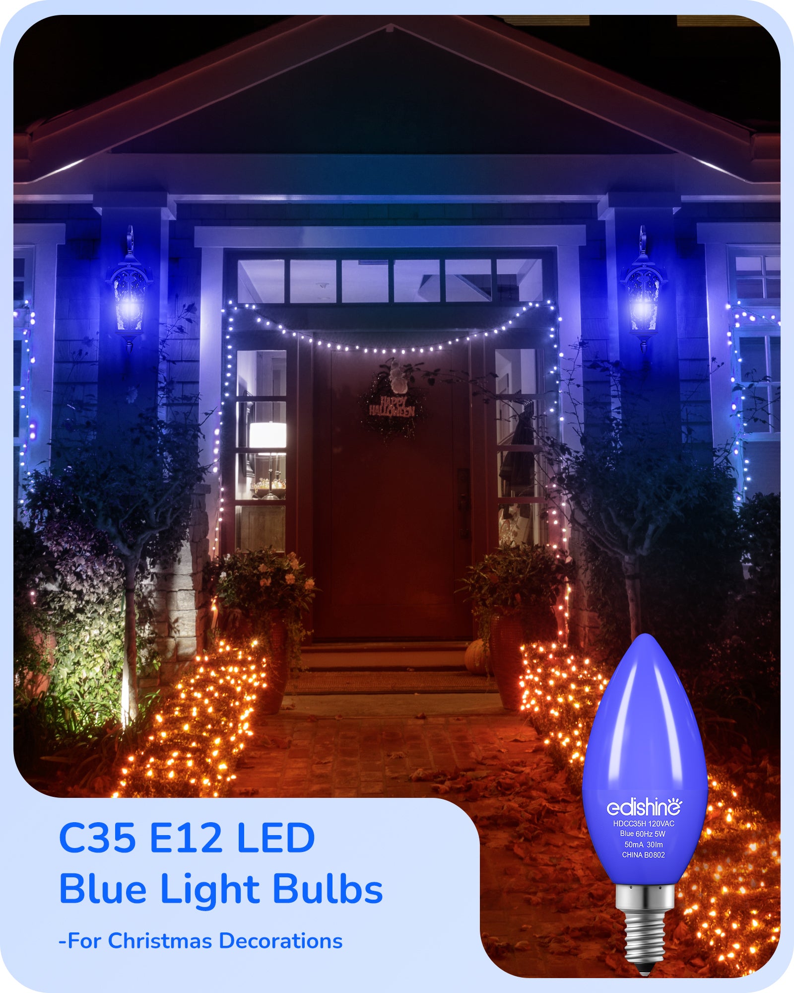 EDISHINE Dimmable Blue Light Bulb (6 Pack)-HDCC35H-B2B