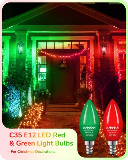 缺货下架EDISHINE Dimmable Red Green Light Bulb (6 Pack)-HDCC35J