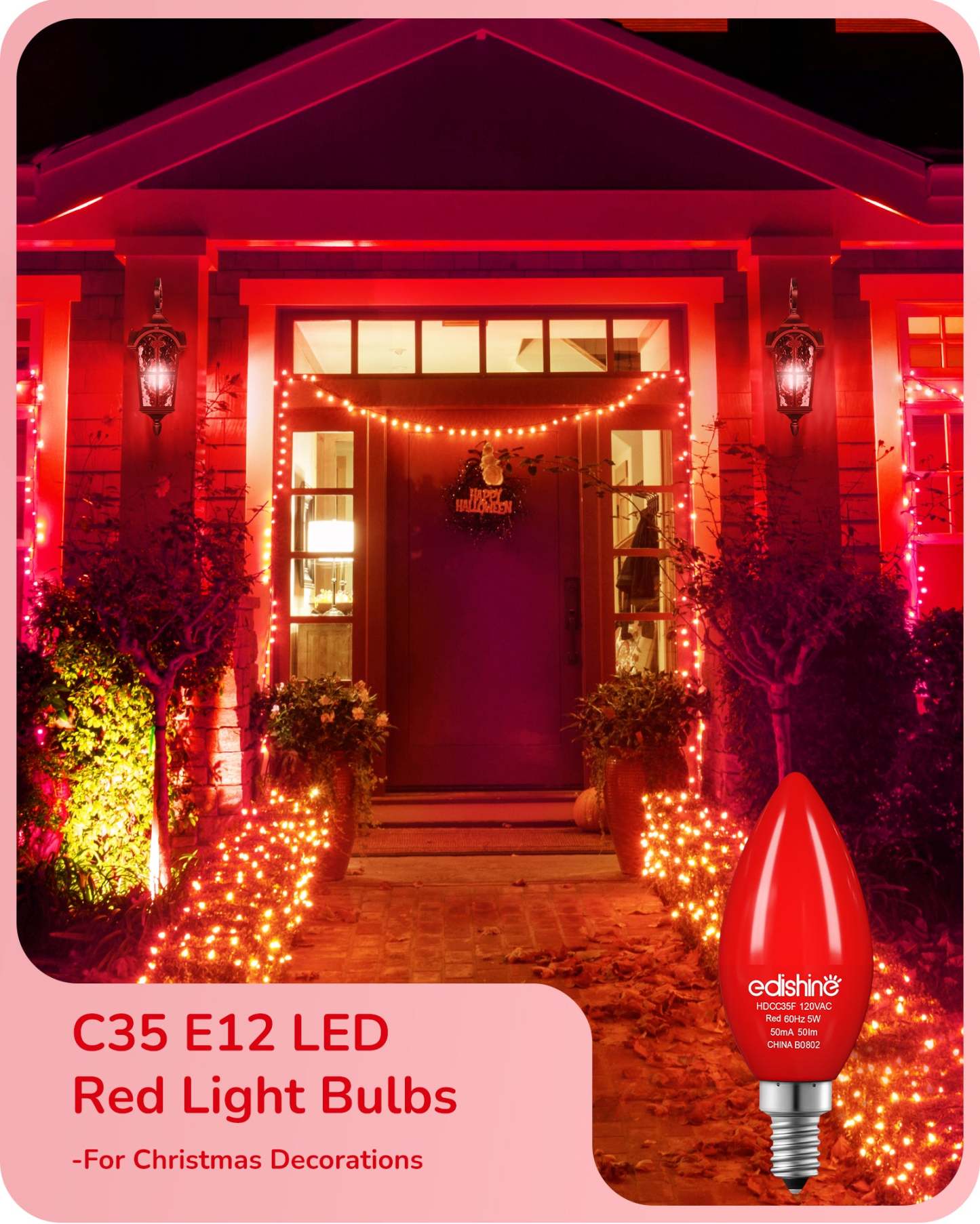 EDISHINE Dimmable Red Light Bulb (6 Pack)-HDCC35F-B2B