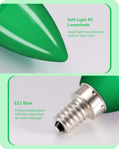 EDISHINE Dimmable Green Light Bulb (6 Pack)-HDCC35G-B2B