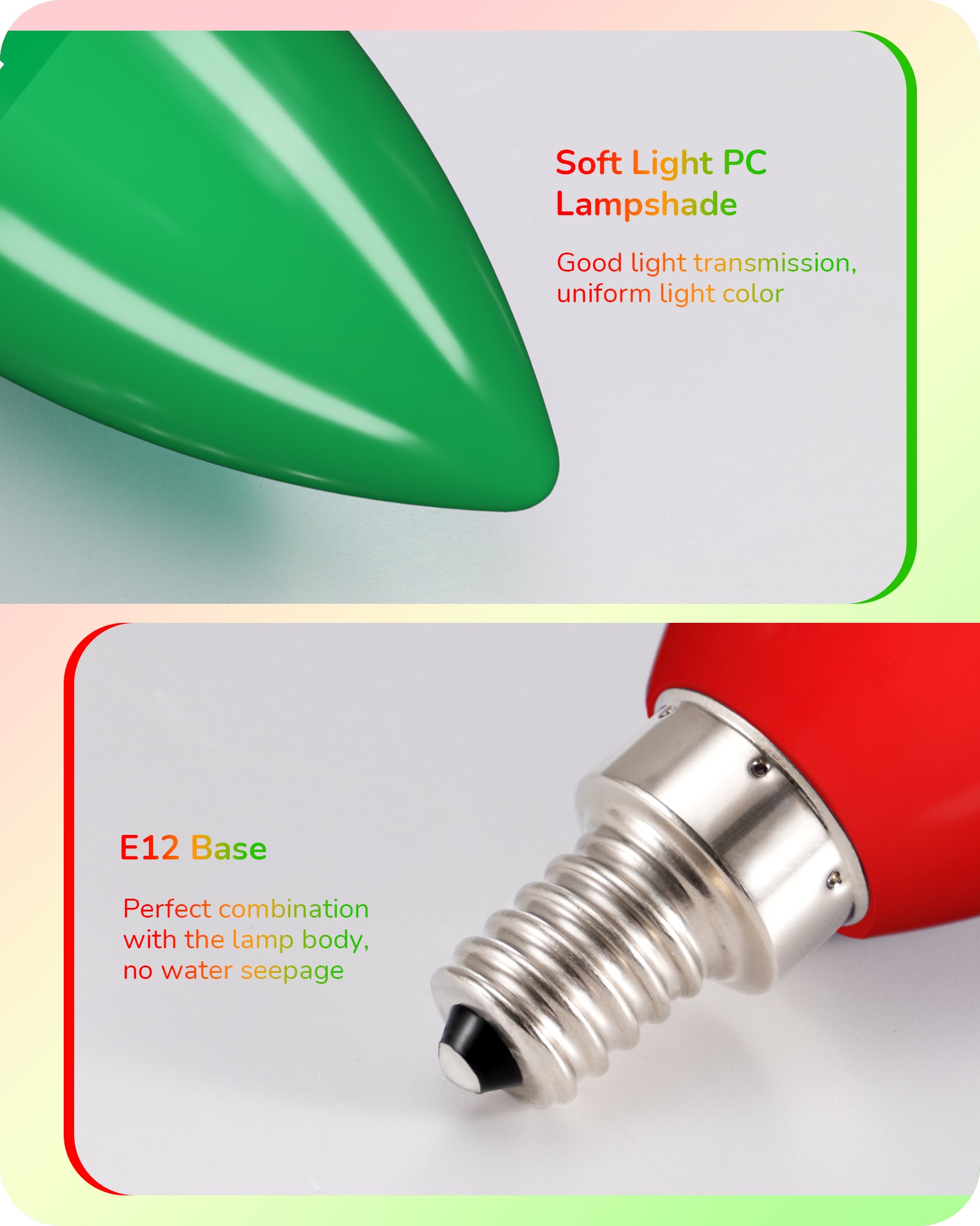 缺货下架EDISHINE Dimmable Red Green Light Bulb (6 Pack)-HDCC35J