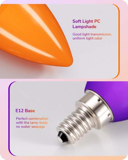 缺货下架EDISHINE 6 Pack Purple & Orange Dimmable Light Bulb-HDCC35C