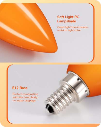 缺货下架EDISHINE 6 Pack Orange Dimmable Light Bulb-HDCC35B