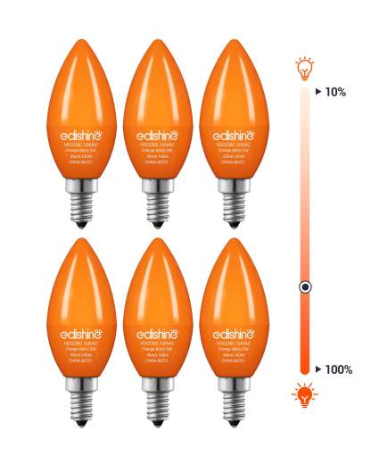 缺货下架EDISHINE 6 Pack Orange Dimmable Light Bulb-HDCC35B