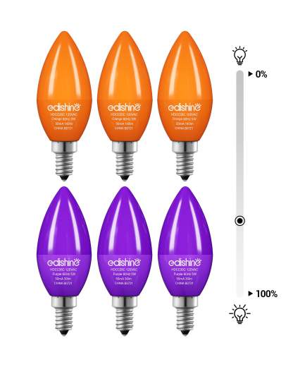 缺货下架EDISHINE 6 Pack Purple & Orange Dimmable Light Bulb-HDCC35C