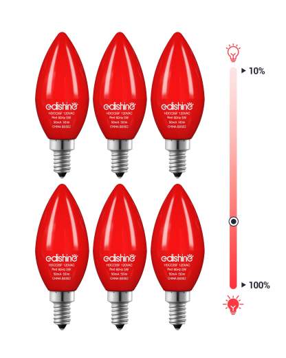 EDISHINE Dimmable Red Light Bulb (6 Pack)-HDCC35F-B2B