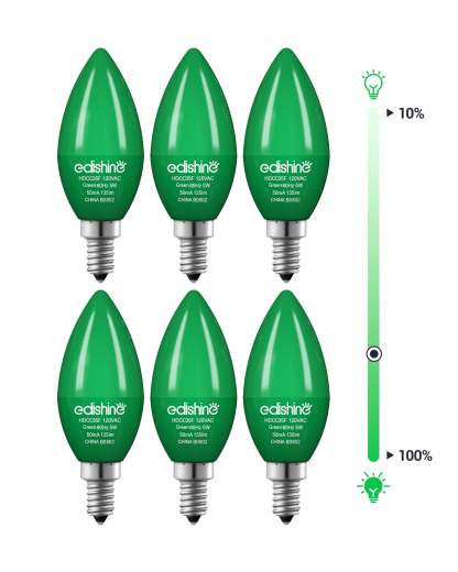 EDISHINE Dimmable Green Light Bulb (6 Pack)-HDCC35G-B2B