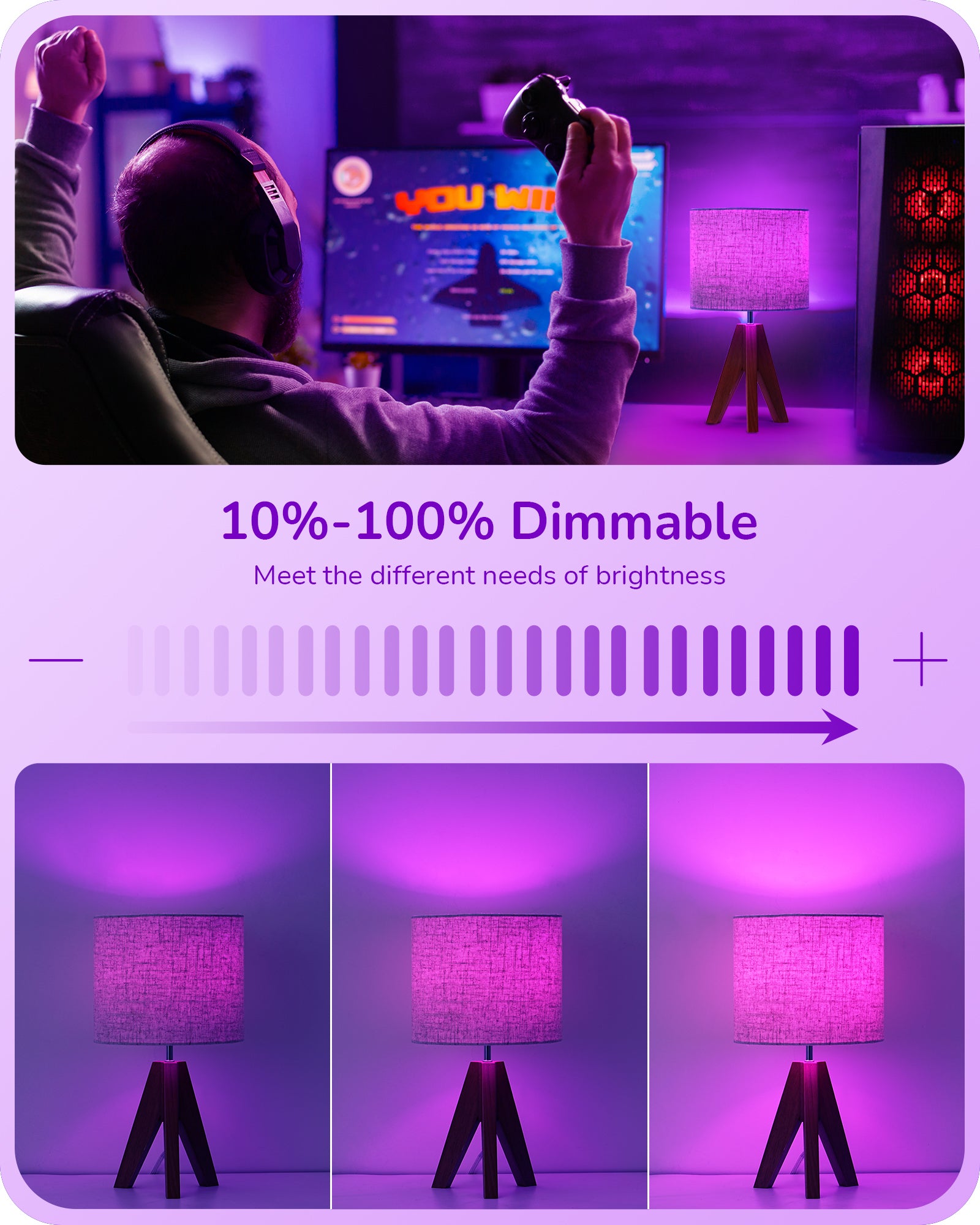 EDISHINE 4 Pack Dimmable Purple Light Bulb-HDCF19A
