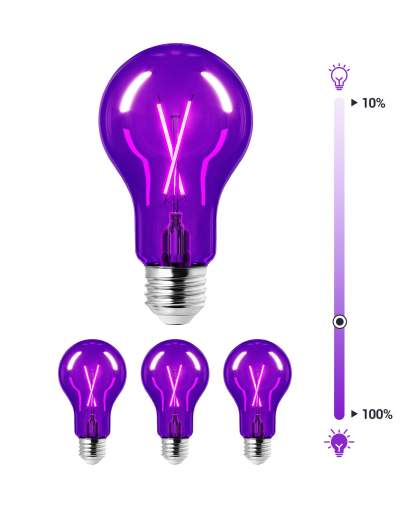 EDISHINE 4 Pack Dimmable Purple Light Bulb-HDCF19A