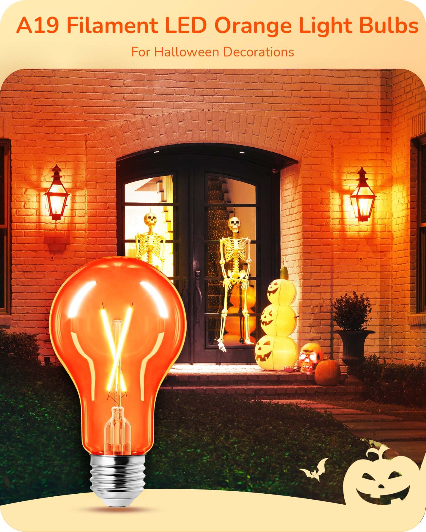 EDISHINE 4 Pack Dimmable Orange Light Bulb-HDCF19B-B2B