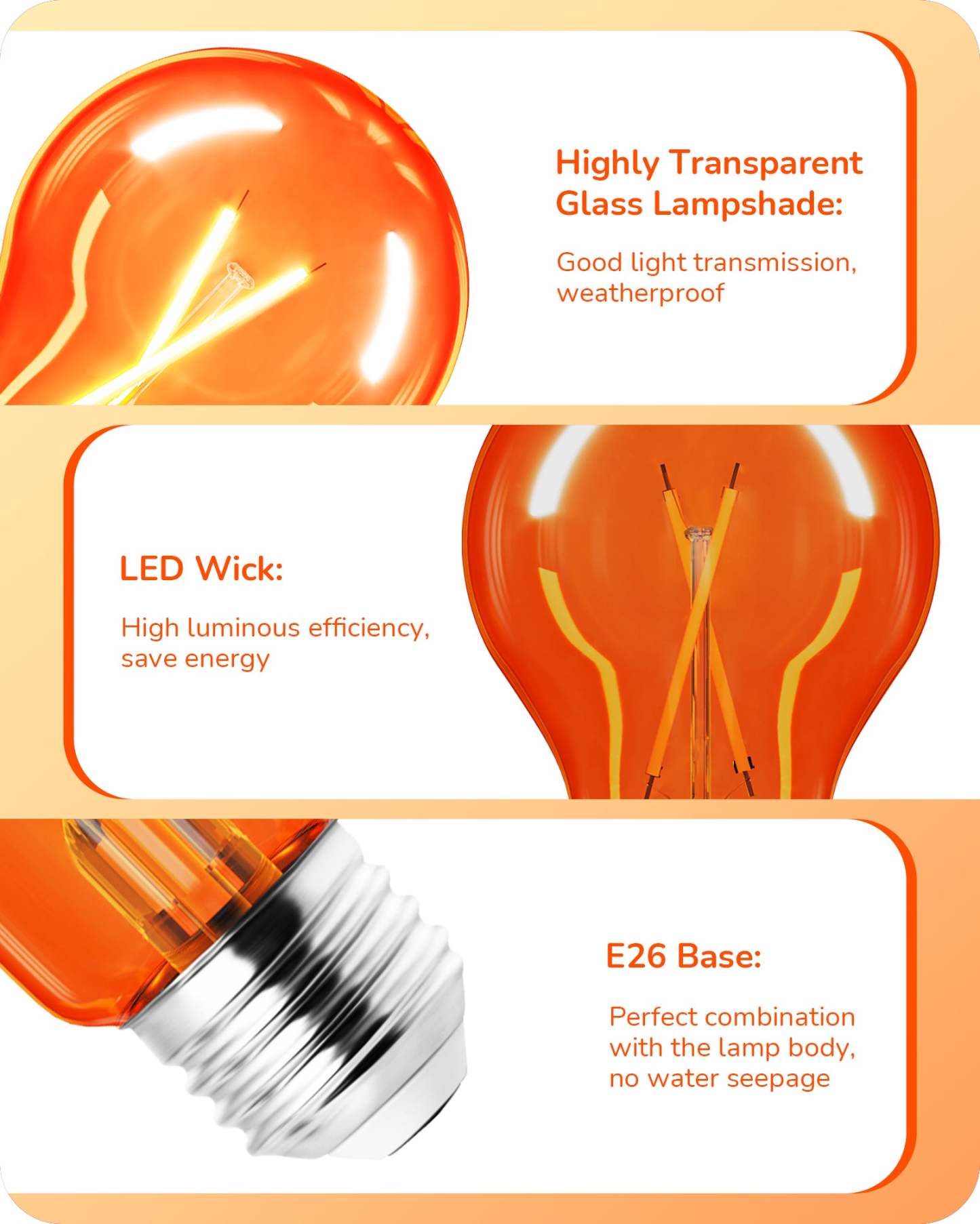 EDISHINE 4 Pack Dimmable Orange Light Bulb-HDCF19B-B2B
