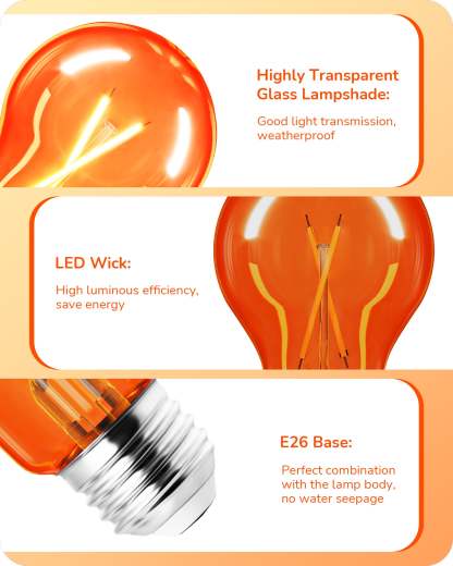 EDISHINE 4 Pack Dimmable Orange Light Bulb-HDCF19B-B2B