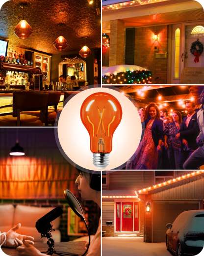 EDISHINE 4 Pack Dimmable Orange Light Bulb-HDCF19B-B2B