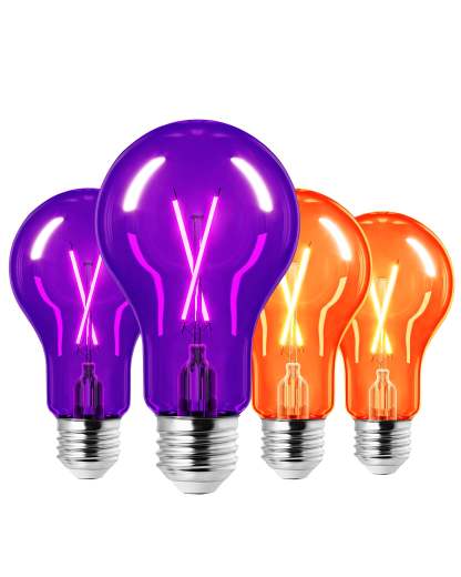 缺货下架EDISHINE 4 Pack Dimmable Purple & Orange Light Bulb-HDCF19C