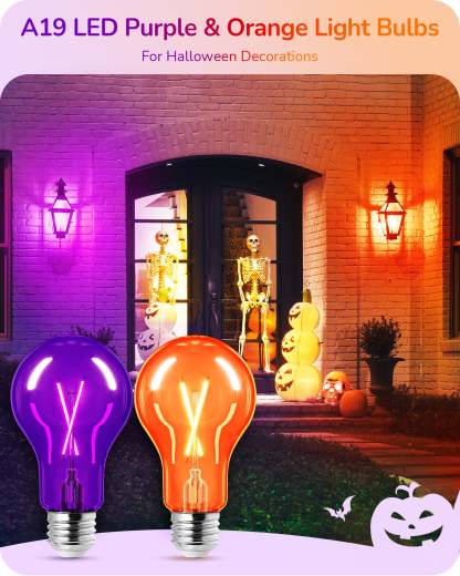 缺货下架EDISHINE 4 Pack Dimmable Purple & Orange Light Bulb-HDCF19C