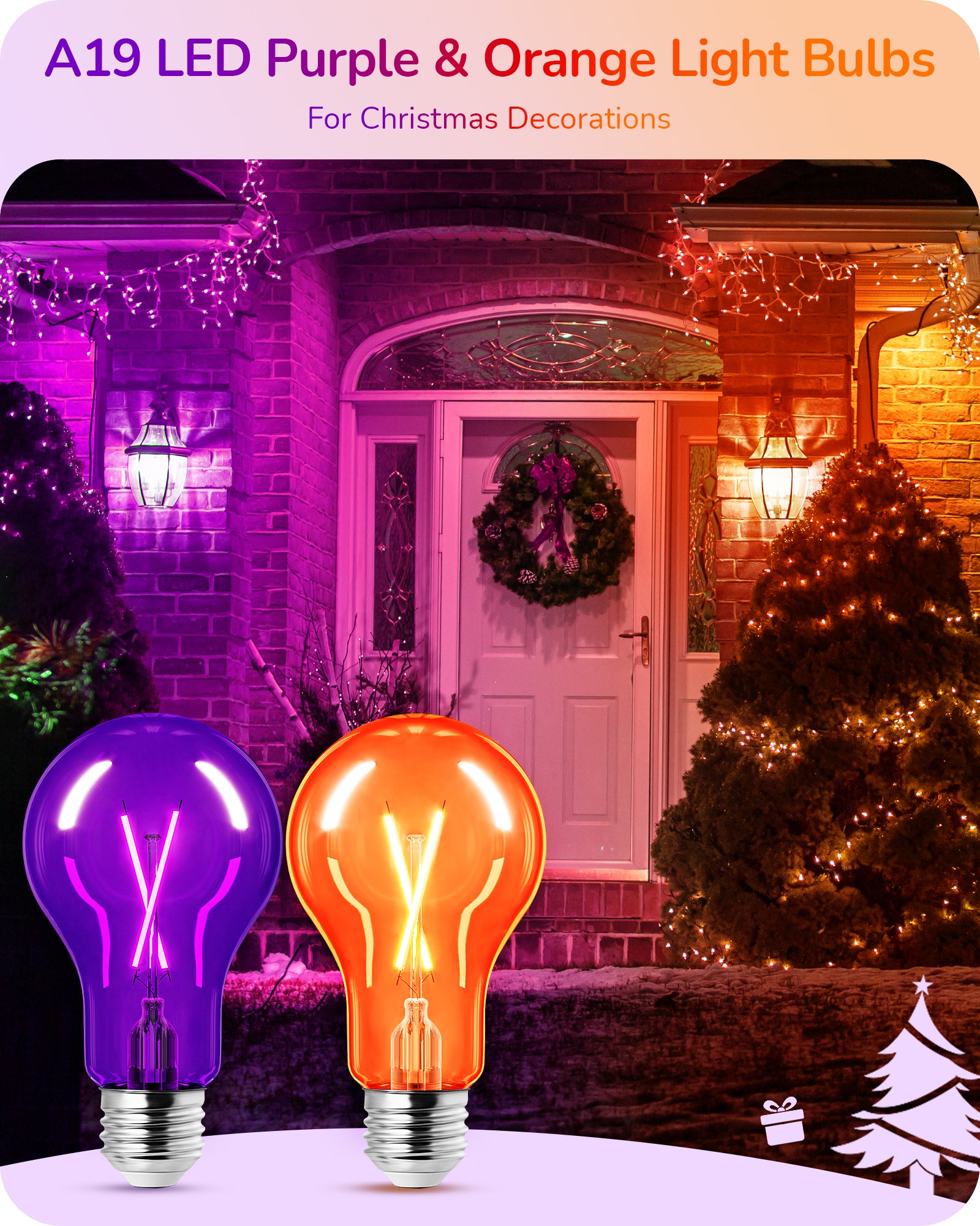 缺货下架EDISHINE 4 Pack Dimmable Purple & Orange Light Bulb-HDCF19C