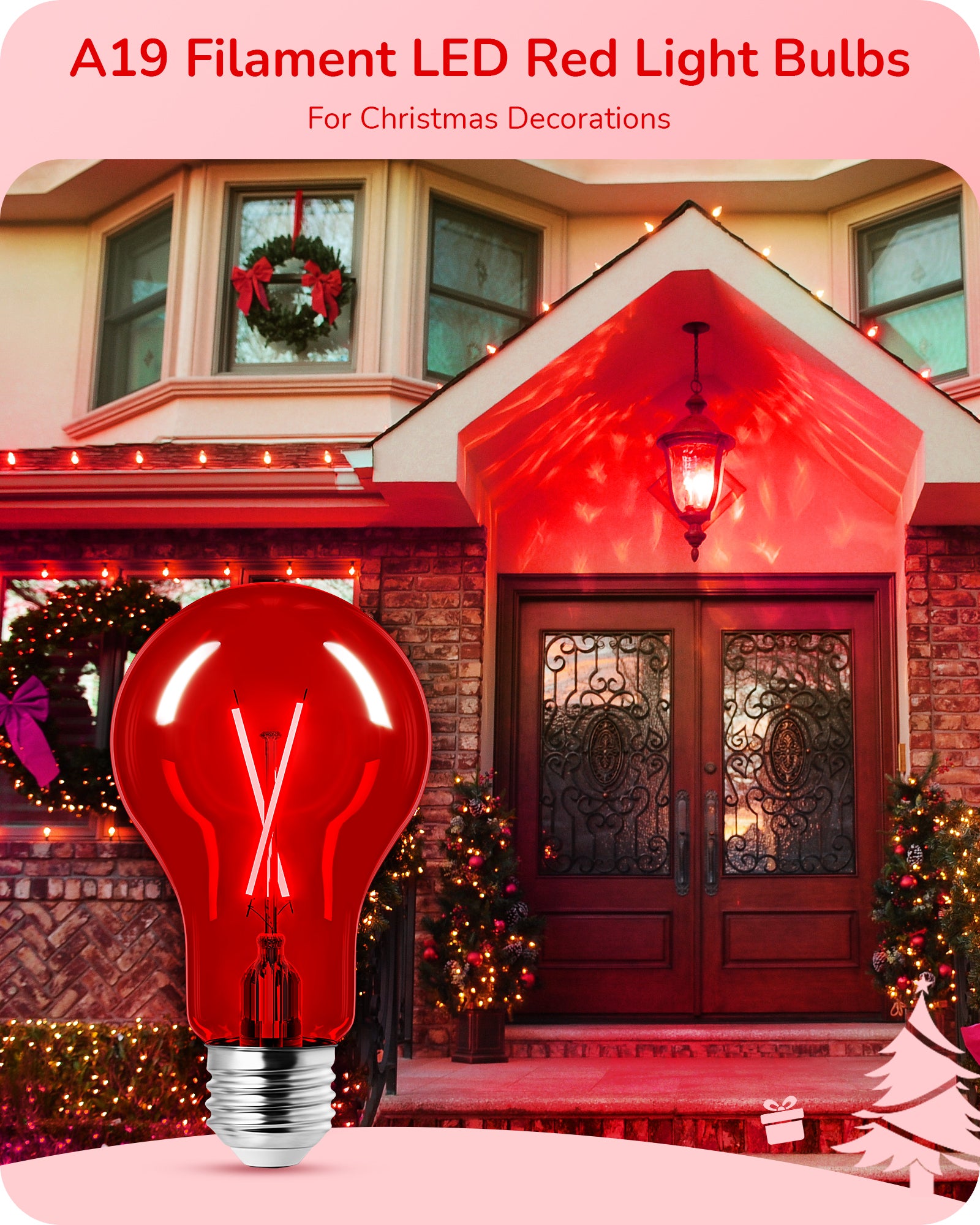 EDISHINE 4 Pack Dimmable Red Light Bulb-HDCF19F