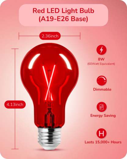 EDISHINE 4 Pack Dimmable Red Light Bulb-HDCF19F
