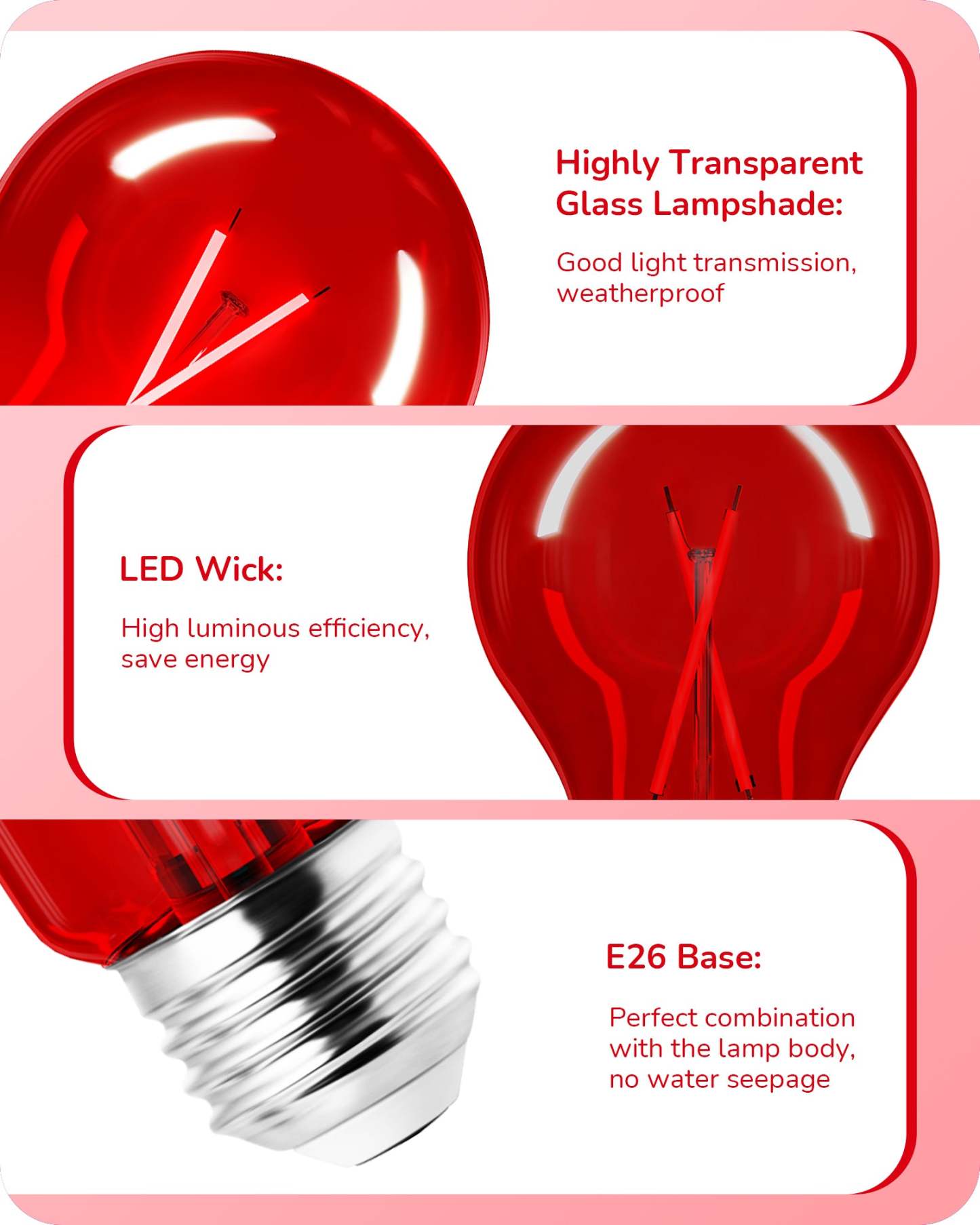 EDISHINE 4 Pack Dimmable Red Light Bulb-HDCF19F