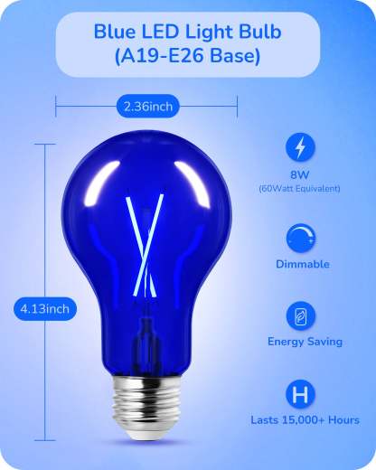 EDISHINE 4 Pack Dimmable Blue Light Bulb-HDCF19H-B2B