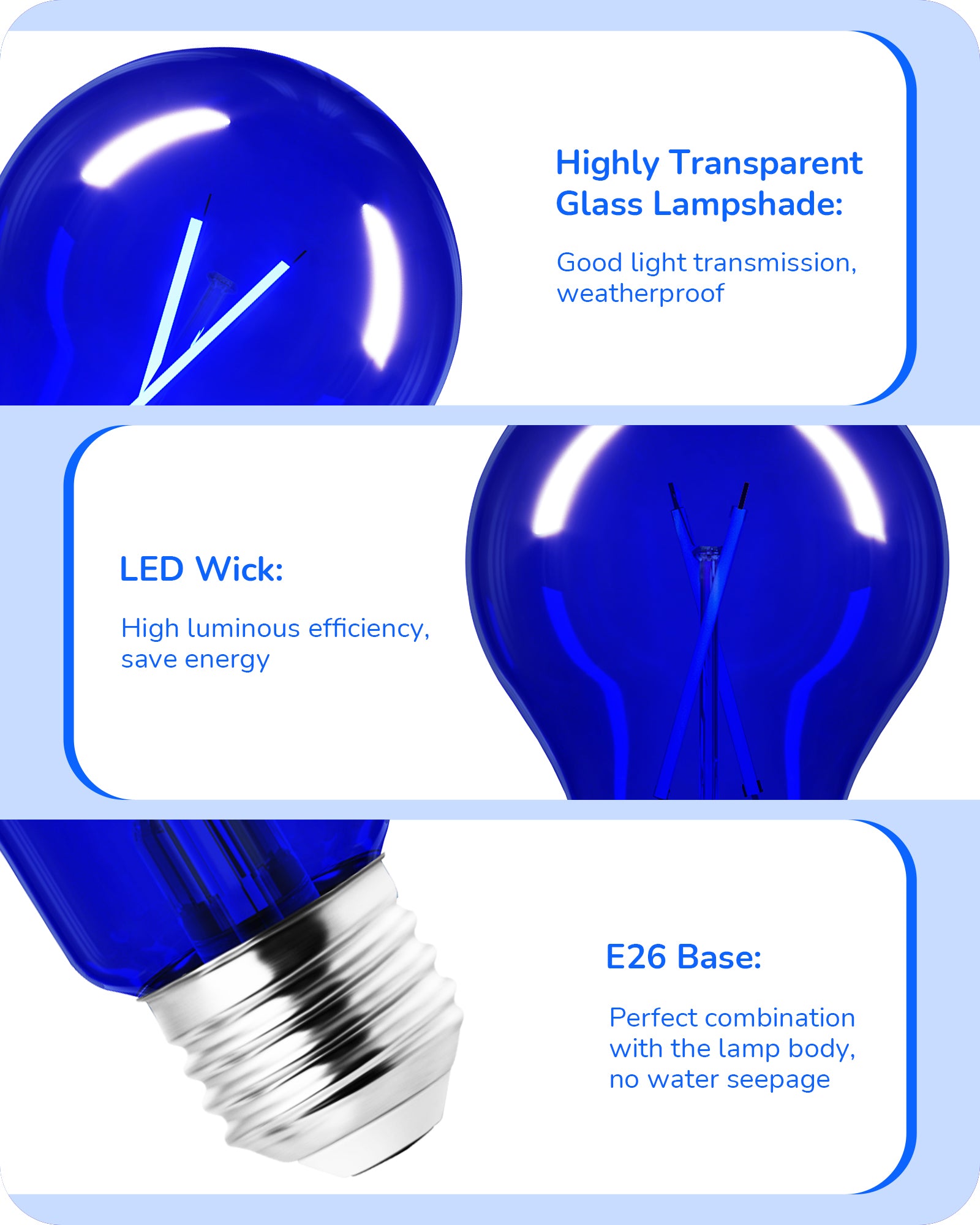 EDISHINE 4 Pack Dimmable Blue Light Bulb-HDCF19H-B2B